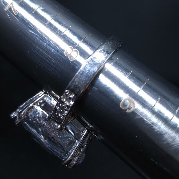 Vintage Gemstone Clear Rhinestone Ring, Emerald Cut, US 8 1/4 - Picture 5 of 10